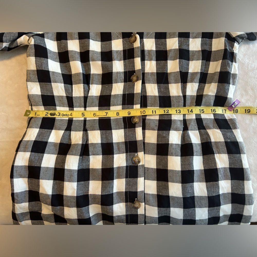 LOFT Black and White Plaid Midi Dress V Neck sz10 - Picture 11 of 11